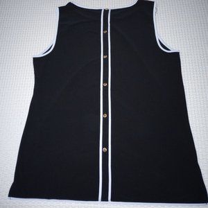 Anne Klein Women Blouse Sleeveless Tunic Button Back Black Size L
